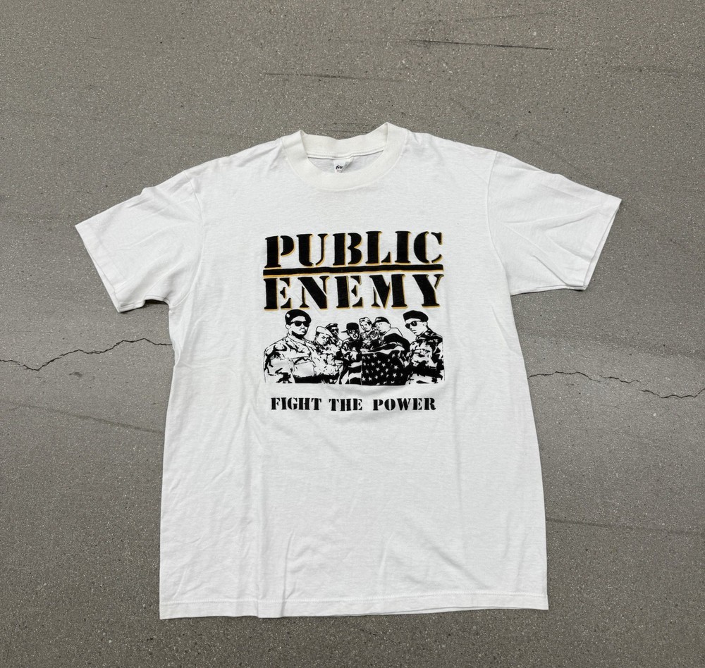 Vintage 90’s Public Enemy “Fight The Power” White Men’s Graphic T-shirt L Retro