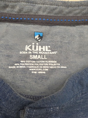 Kuhl Mens Long Sleeve Henley Shirt Blue Gray Cotton Thumbholes Size Small