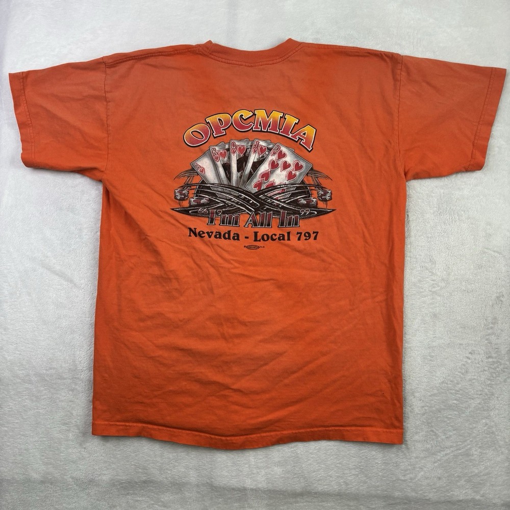Bayside Union Local 797 OPCMIA Las Vegas Orange SS Graphic Shirt Men’s XL Faded