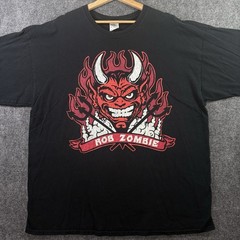 Y2K ROB ZOMBIE Devil Man Shirt Men’s 2XL Black Graphic Band Tee Flames RARE VTG