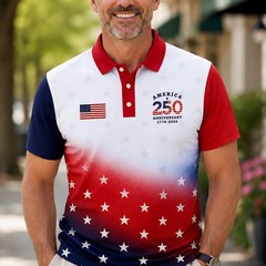 250 Years Of Freedom Patriotic Golf Shirt, Gradient 4th Of July Golf Polo(S-5XL)