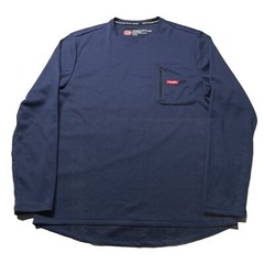 Wrangler Workwear Base Layer T-Shirt Mens XL Blue Zip Pocket Thermal Long Sleeve