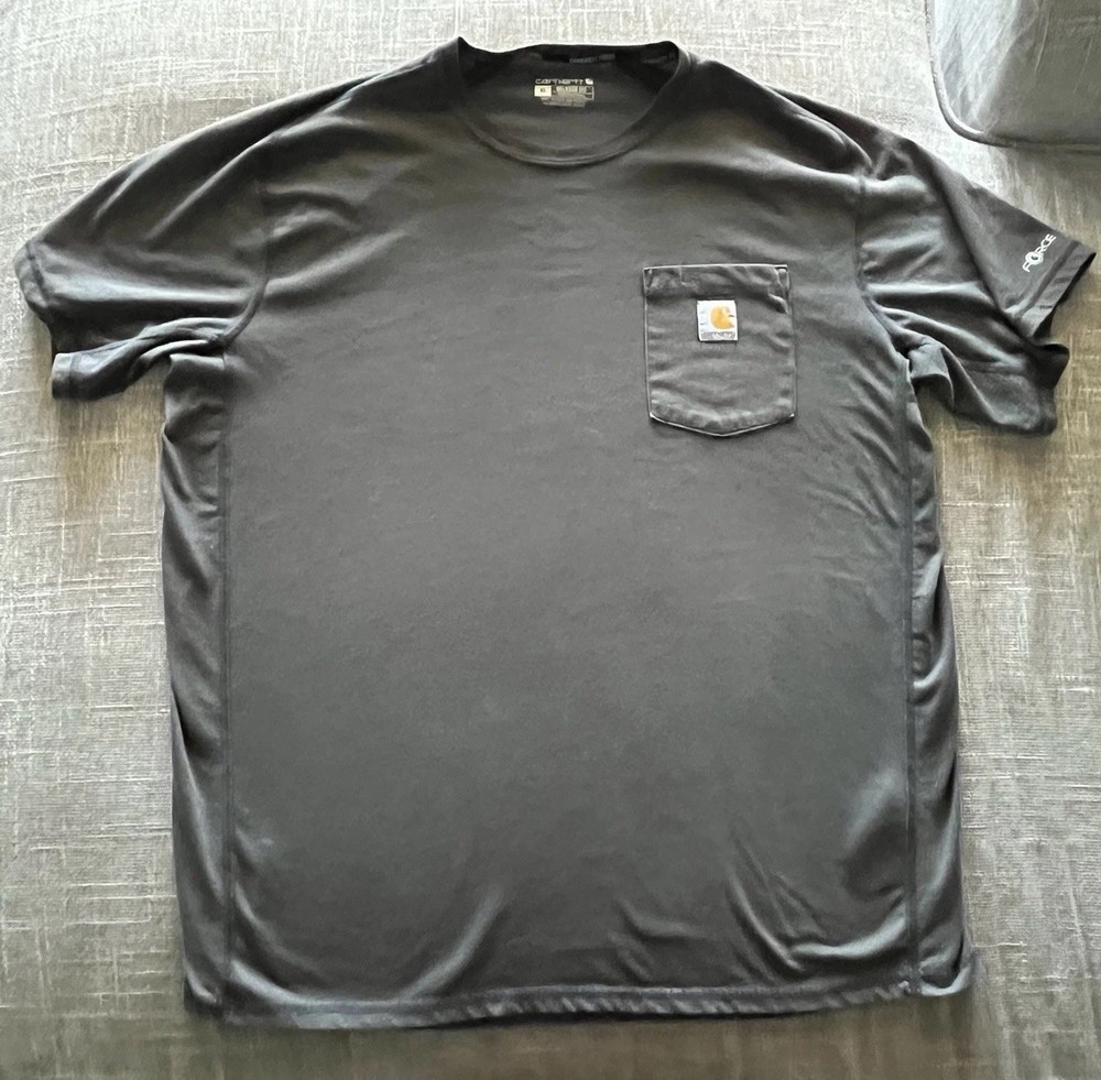 Carhartt Force Work Shirt XL Relaxed Fit Gray Chest Pocket Crewneck Mens