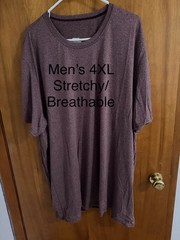 Men’s Burgundy Crew Neck Short Sleeve T-Shirt 4XL Stretch Breathable