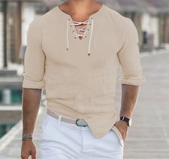 Men’s Short Sleeve Fashion T-Shirt Classic Casual Slim Laceup Shirts