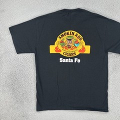 Vtg Gildan Large Black Smokin Ass Cigars Hawaii Santa Fe NM Fine Leaf Tobacco