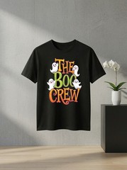 Unisex Halloween Ghost Boo Crew Spooky Retro Graphic T Shirt Costume Gift Tee