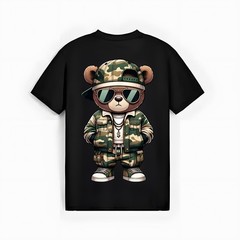 Camo Hip Hop Teddy Bear Camouflage Gangsta Streetwear Hustle T-Shirt