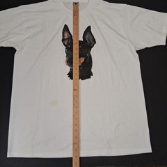 Vintage90’s Mini Doberman Pinscher T-Shirt Sz L Dog Jerzees White 1995 50/50 USA