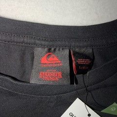 NWT Quiksilver Stranger Things Tee Mens Large Black Graphic Surf Skate Shirt