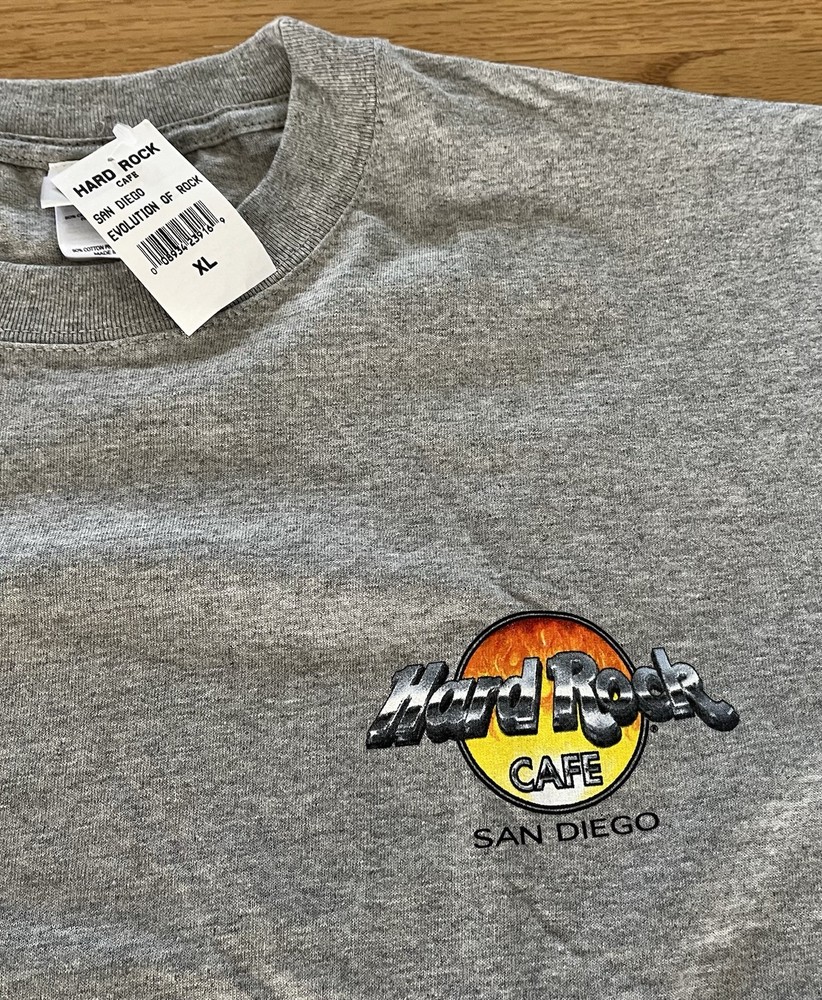 Vintage Hard Rock Cafe San Diego Evolution of Rock Shirt Mens XL Gray Deadstock