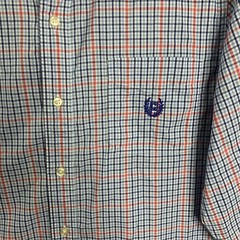 Chaps Button Down Shirt Mens Medium Red Blue Plaid Short Sleeve Collared Casual