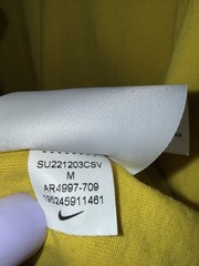 Nike The Nike Tee Mens Yellow Cotton Short Sleeve Medium Embroidered Logo Shirt