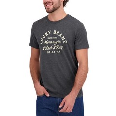 Lucky Brand New Mens T Shirt XL Charcoal Gray/Black GraphicTee NWT