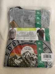Eddie Bauer Men’s Graphic & Crew T-Shirt 2-Pack, Size XL, Color Black & Gray