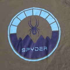 Spyder Shirt Mens Medium Green Short Sleeve Blue Logo Crew Neck