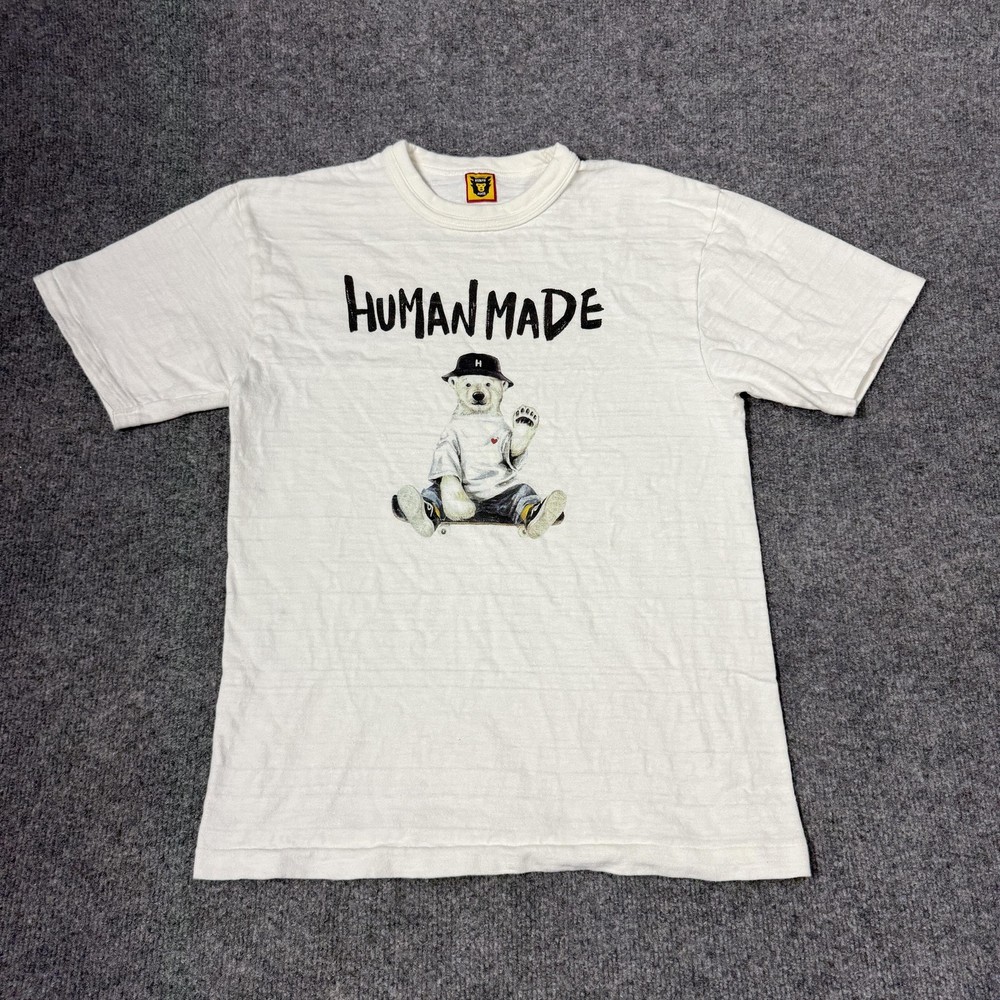 Human Made Shirt Mens Small White Bear Graphic Made In Japan Streetwear Tee