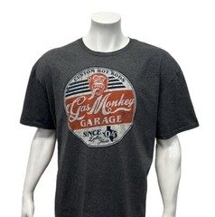 Gas Monkey Garage Custom Hotrods Dallas Texas Gray Distressed Graphic T-Shirt 2X
