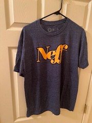 Neff T-Shirt Mens Size LARGE Short Sleeve Cotton Blue Heather Gold Logo (L) NWOT