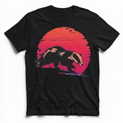 Badger Sunset Retro Wildlife Animal Nature Vintage Grunge t-shirt Outdoor Tee