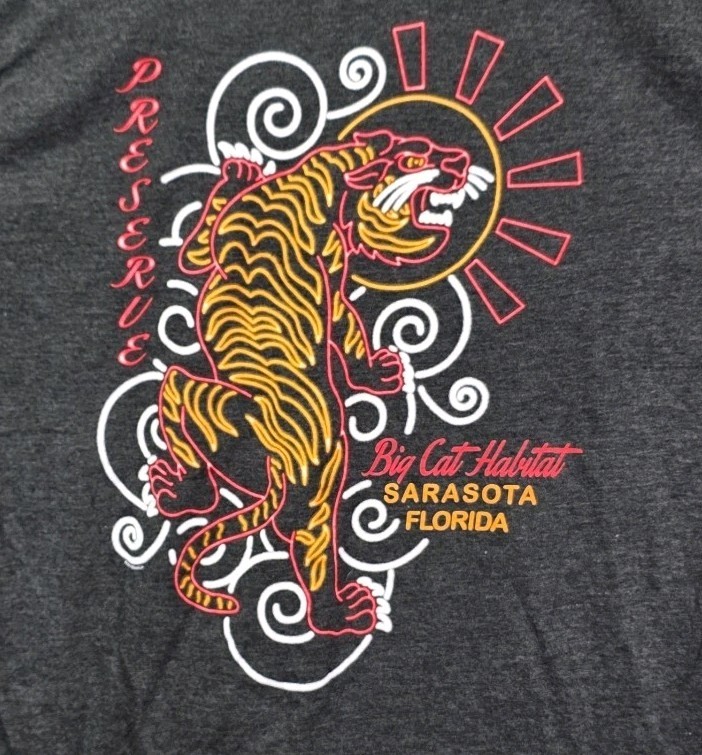 Big Cat Habitat Tiger T-Shirt Sarasota Florida Gray Preserve Size Medium Adult