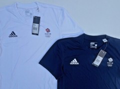 Adidas Training Shirt Team GB Olympic Tee Gym White Blue 2XS XS S M L XL 2XL 3XL