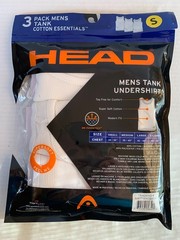 HEAD 3 PK RIBBED TANK A SHIRT MENS Cotton Athletic Fit White Size Small NEW