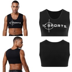 Mens Football Gym Vest Brace Chest Support Crew Neck Compression Crop Tank Tops