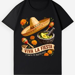 Cinco de Mayo Viva La Fiesta T-Shirt, Sombrero & Guacamole Tee