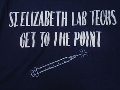 Vintage 80s 90s Lab Techs Get To the Point T shirt Drug Needle Funny Sz Large
