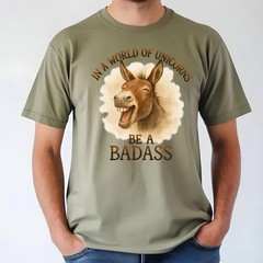 Badass Donkey Watercolor T-Shirt, Funny Sarcastic Animal Tee