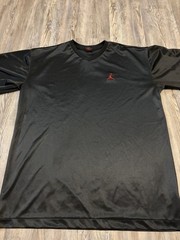 Vintage Nike Air Jordan Black Satin Basketball Shooting Shirt Mens L Red Jumpman