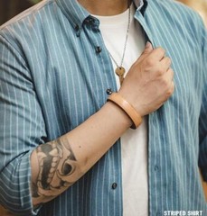 Stripe Men’s Dress Shirts Long Sleeve Coat Vintage Casual Tops Retro Fashion