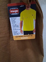 Mens Size 2XL 50-52 Wrangler Heavyweight Pen Pocket Tshirt Top NWT
