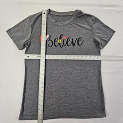 Believe Christmas Gray Short Sleeve Cotton Blend T-Shirt Adult S