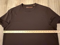 Perry Ellis Polyester Ribbed Knit Crew Neck Short Sleeve Shirt-Men’s XL-Brown