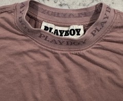 Playboy PacSun T-Shirt Mens Small Pink Cotton Embroidered Bunny Logo Pocket Tee
