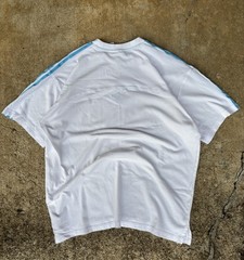 Adidas Originals Trefoil Shirt XL White Baby Blue 3 Stripes Regular Fit Sport