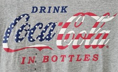 Coca Cola Patriotic American Flag Graphic Gray T-Shirt Small 4th of July NWT