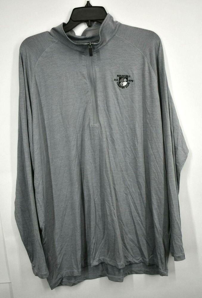 Ahead USA Mens Gray Stand-Up Collar 1/4 Zip Long Sleeve Stretch T Shirt XL