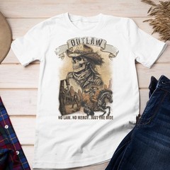 Outlaw Cowboy Skull Unisex T-shirt | Vintage Western Skeleton Horse Rider Shirt