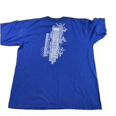 Vintage Nike T-Shirt Men Sz L Basketball Court Y2K Distressed Blue Crewneck