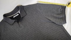 JOHN HENRY Men Polo T-Shirt Size 2XL Grey Striped Cotton Blend Short Sleeve Tee