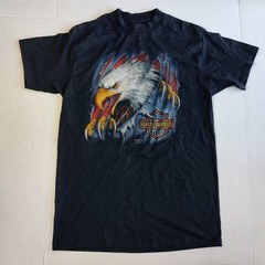 Vtg 90s Harley Davidson 3D Emblem Eagle T Shirt Mens L 1992 Black Hills Rally
