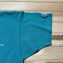 Vintage 90s Champion Script Logo Athletic Teal Blue Size Medium Single Stitch