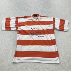 Karl Kani Jeans Shirt Mens Extra Large Orange Striped Pullover Henley