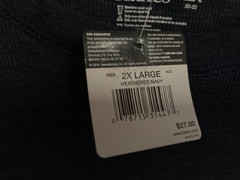 Hanes Mens Navy Blue Crewneck Thermal Long Sleeve Shirt Size 2X (50-52) NWT