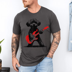 Funny Rock Maltipoo Dog Playing Guitar Music Lover Dog T-Shirt