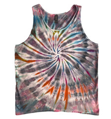 NEW Spiral Ice Tie Dye T-Shirt, Mens L Tank Top, Gray Rainbow