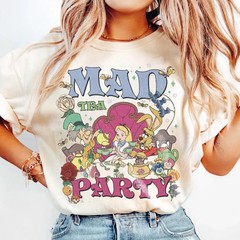 Retro Alice in Wonderland Shirt, Vintage Mad Tea Party Tee, Cheshire Cat Mad Hat